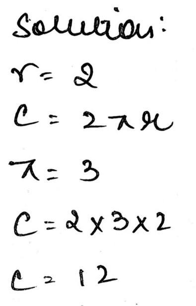 Find the circumference of this circle using 3 for T. C ~ [?] 2 C = 2Tr-example-1