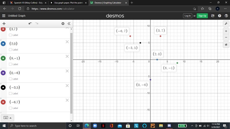 Usa graph peper. Plot the points on a coordinate plane. In which quadrant is cech-example-1