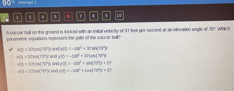 A soccer ball on the ground is kicked with an initial velocity of 37 feet per second-example-1