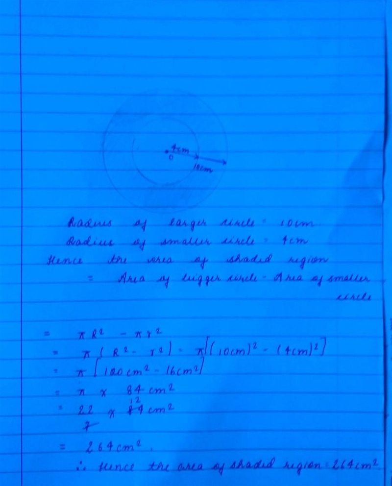 PLEASE!!!!!!!The adjoining figure shows two circles with the same center. The radius-example-1