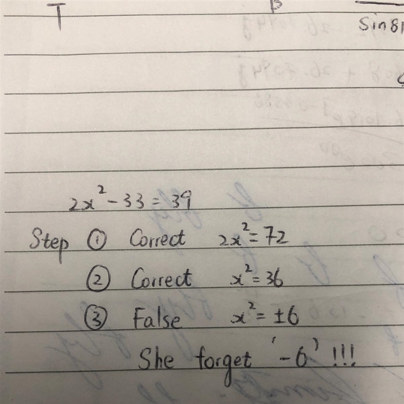 Kyra solved the following quadratic equation. What was the error, if any, that she-example-1