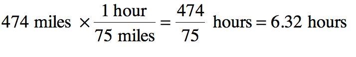 How long does it take to drive a distance of 474 miles at a speed of 75 mph?-example-1