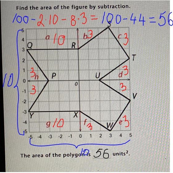 Find the area of the figure by subtraction.-example-1