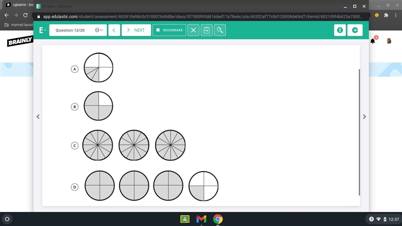 PLEASE HELP 20 POINTS! which model shows 1/4 ÷ 3?-example-1