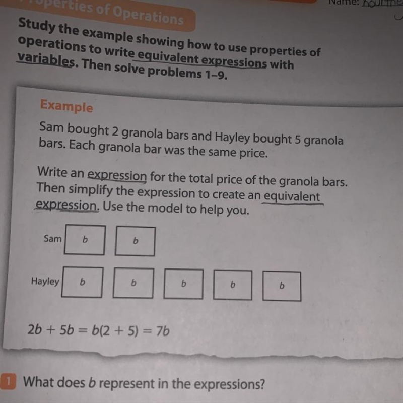 What does b represent in the expressions.-example-1