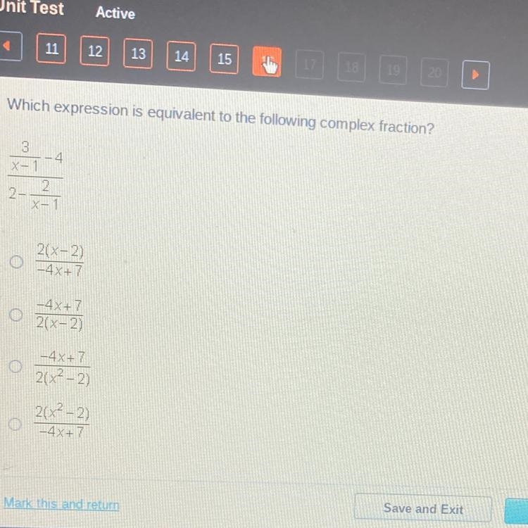 It’s time so please ASAP Which expression is equivalent to the following complex fraction-example-1