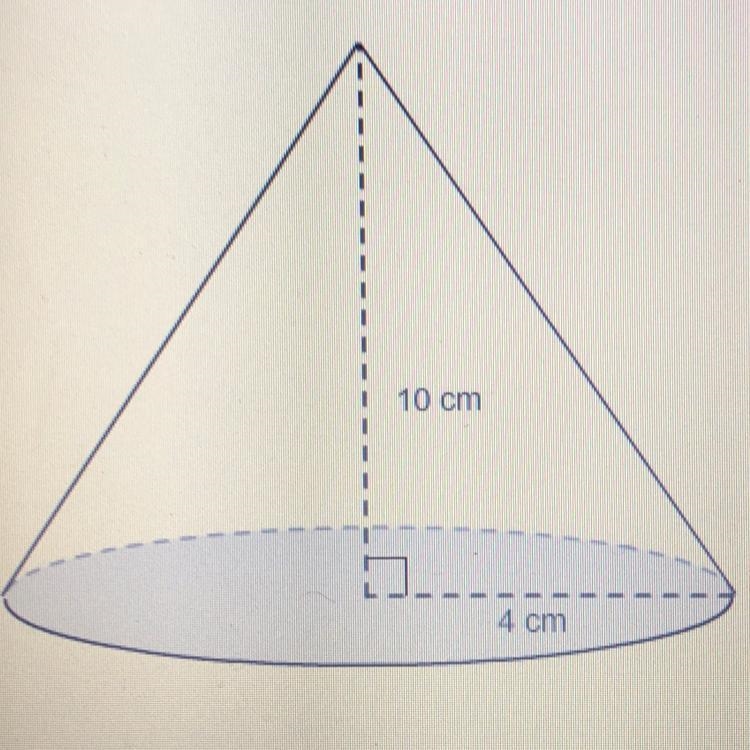 Please help ASAP What is the exact volume of the cone? O 40cm O80/3cm O160/3cm O 160cm-example-1