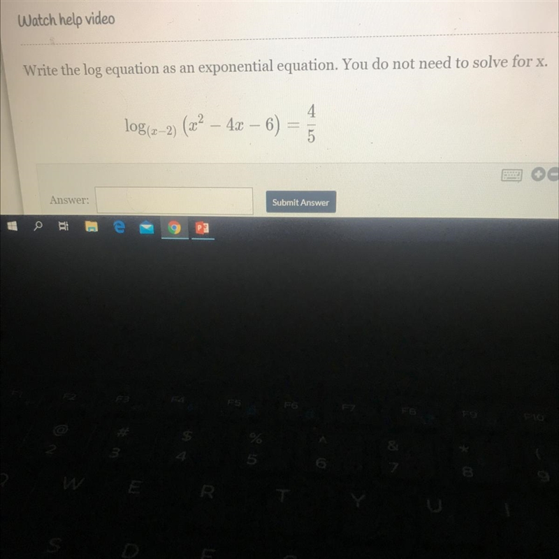 Write the log equation as an exponential equation-example-1