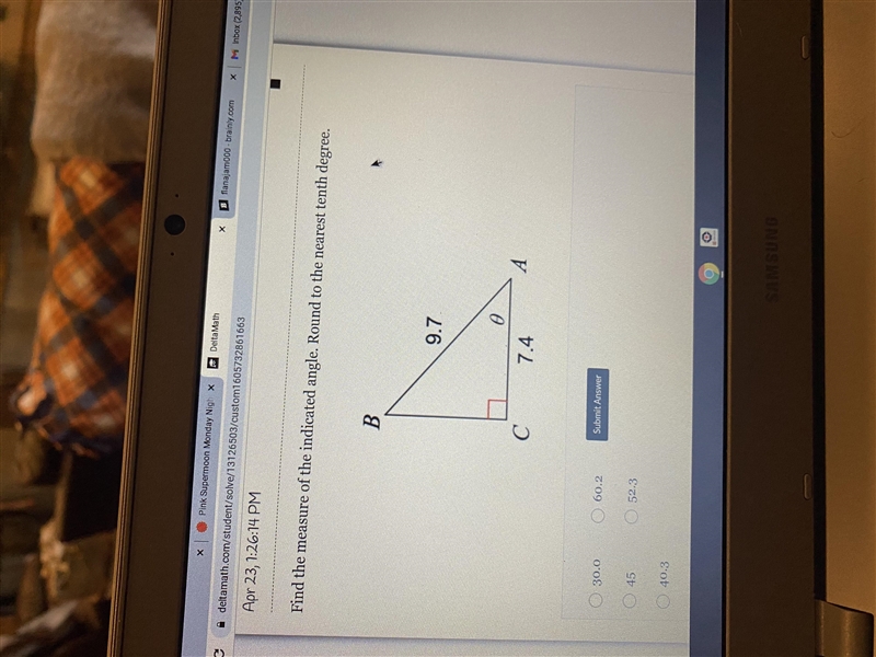 Find the measure of the indicated angle. Round to the nearest tenth degree.-example-1