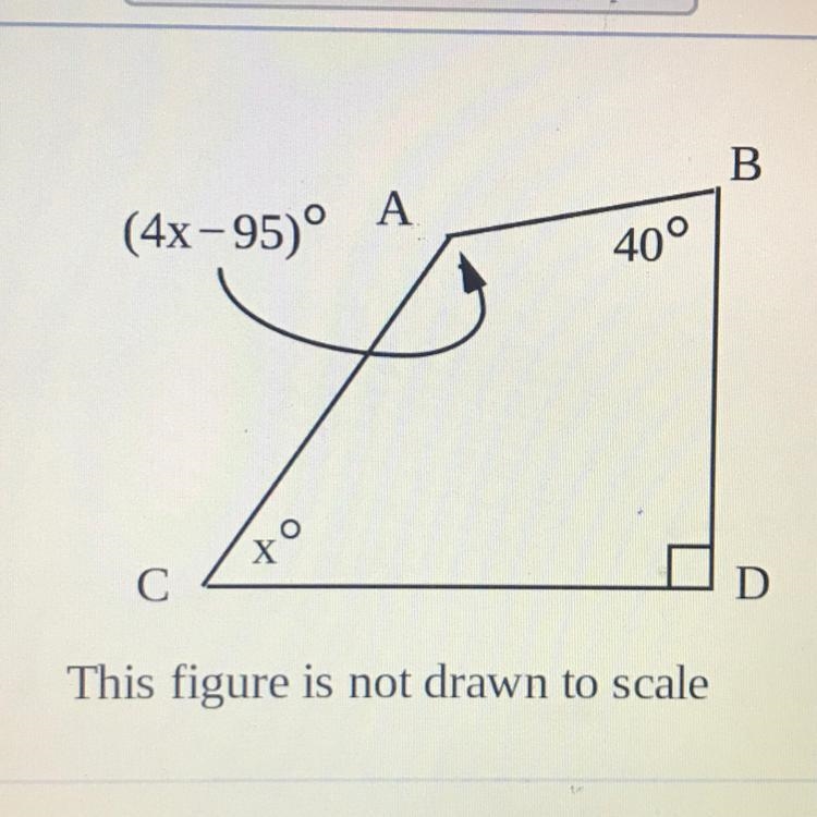 Find x, and then any unknown angles in the quadrilateral. x= ?-example-1