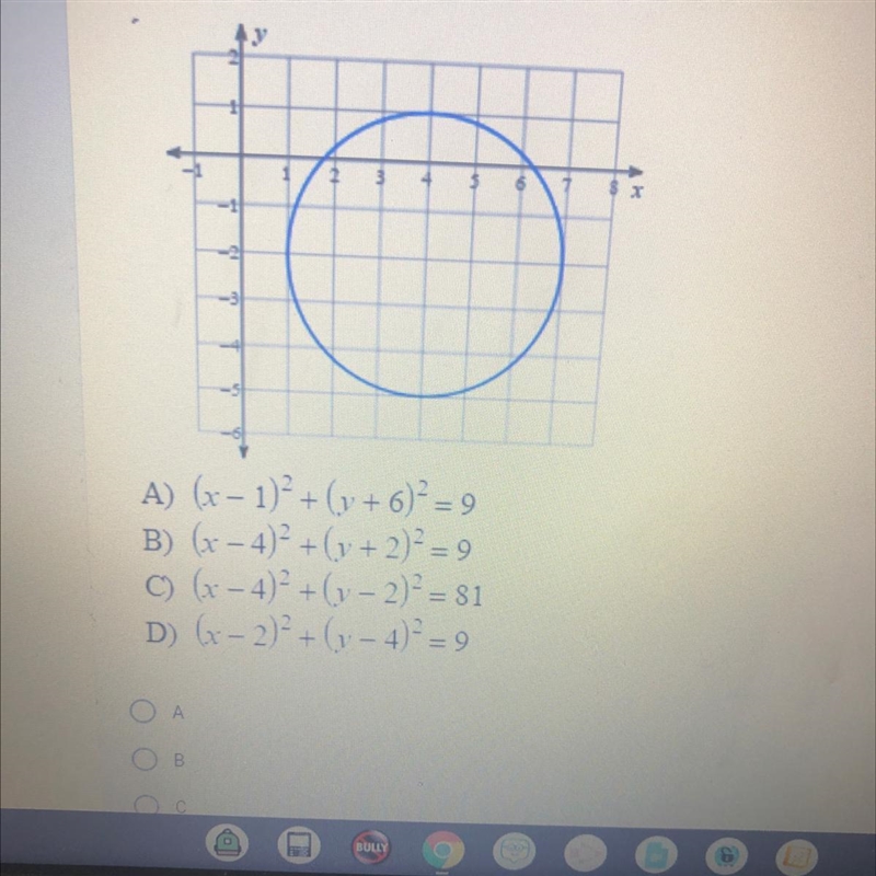 Determine the equation of this circle. *-example-1