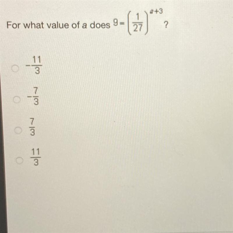 2+3 For what value of a does 9 - 27 ? 11 3-example-1