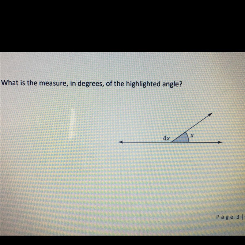 What is the measure, in degrees, of the highlighted angle?-example-1