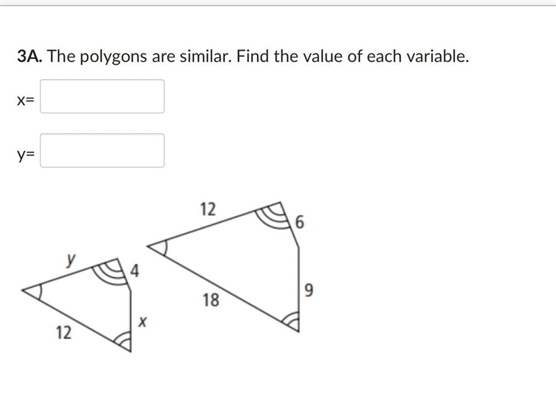 The polygons are similar. Find the value of each variable.-example-1