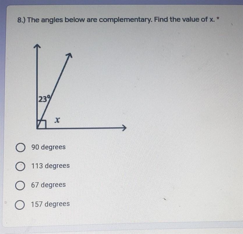 The angles below are complementary. Find the value of X​-example-1