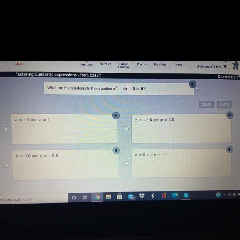 What are the solutions to the equation x^2-4x-5=0?-example-1