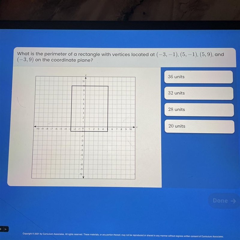 What is the perimeter of a rectangle with vertices located at (-3,-1). (5.-1). (5,9), and-example-1