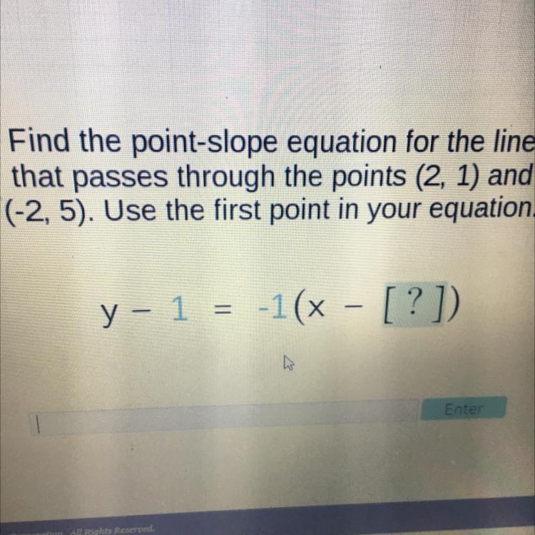 Please help Find the point-slope equation for the line that passes through the points-example-1