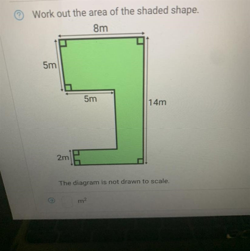 I need this answer answed ASAP please..work out the area of the shaded shape-example-1