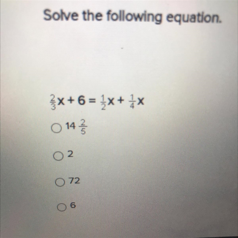 Solve the following equation. x+6 = 2x + x 0 143 02. 072 06 Look in the picture-example-1