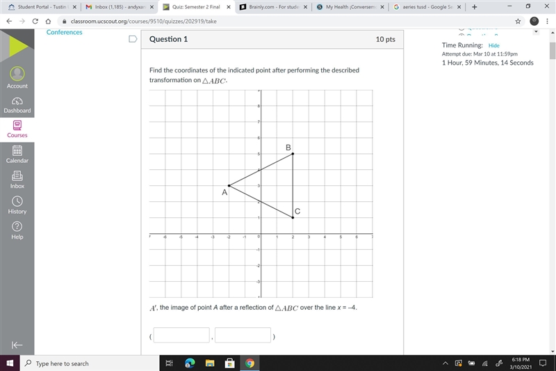 Find the coordinates of the indicated point after performing the described transformation-example-1