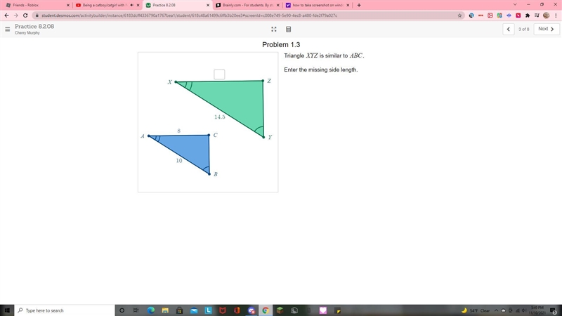 Triangle XYZ is similar to ABC. Enter the missing side length.-example-1