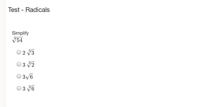 RADICALS Simplify 3squarroot54 NEED HELP ASAP PLESE!!!!-example-1