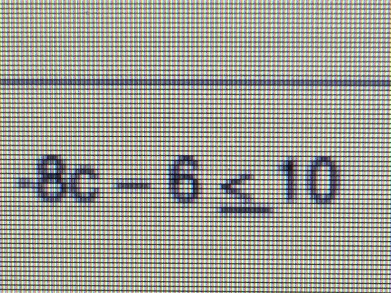 -8c - 6 less than or equal to 10-example-1