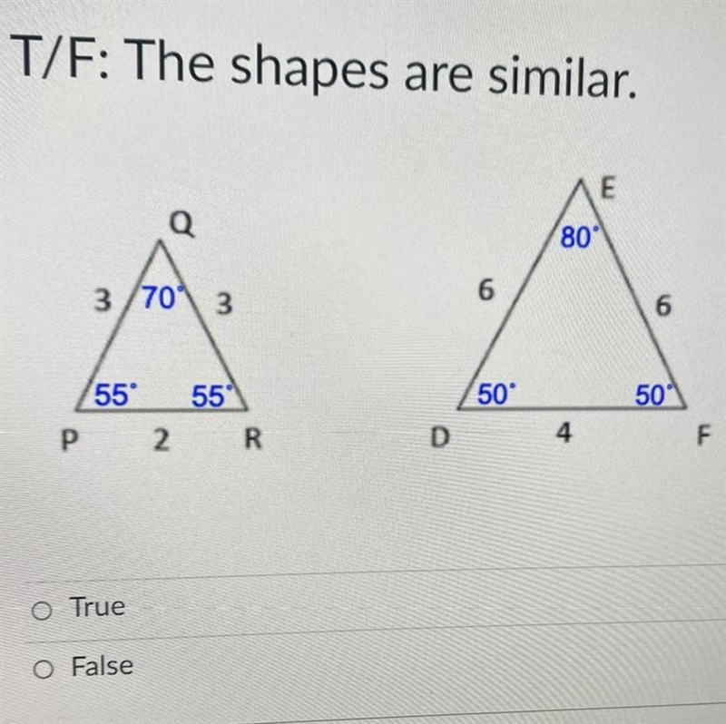 T/F: The Shapes are Similar-example-1