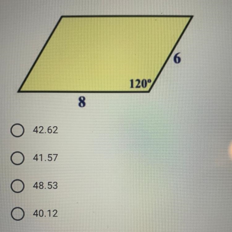 Calculate the Area of the Following Parallelogram. Round your answer to the nearest-example-1