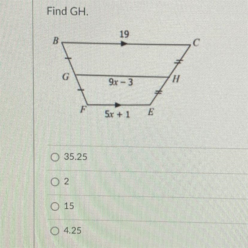 Find the mid segment of GH-example-1