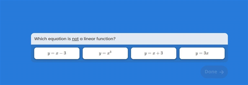 Which equation is not a linear function?-example-1