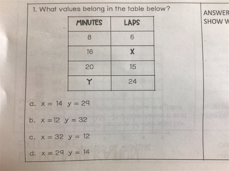 What values belong in the table shown below-example-1