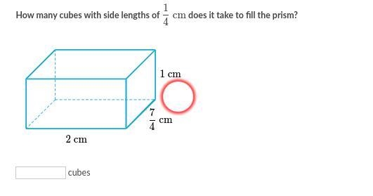 How many cubes with the side lengths of 1/4 cm does it take to fill the prism?-example-1