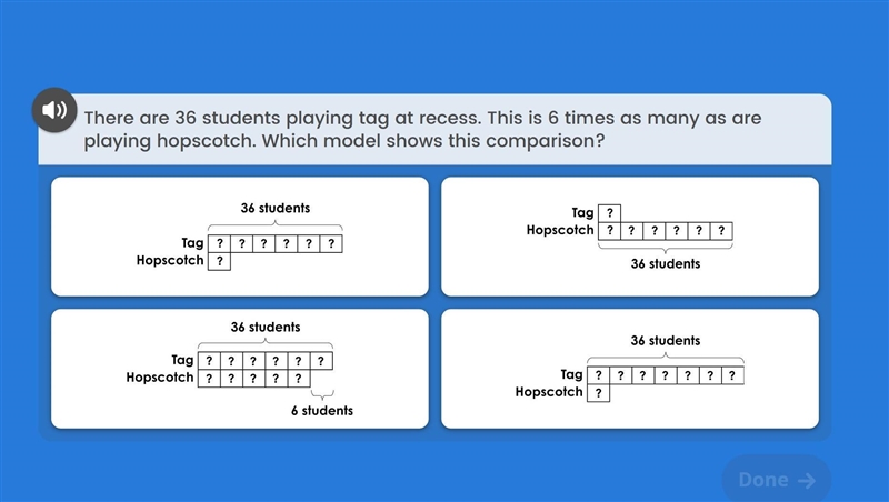 There are 36 playing tag at recess. this is 6 times as many playing hopscotch. which-example-1