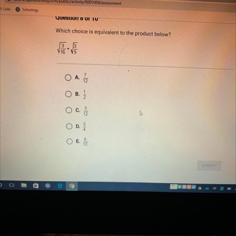 What choice is equivalent to the product below?-example-1