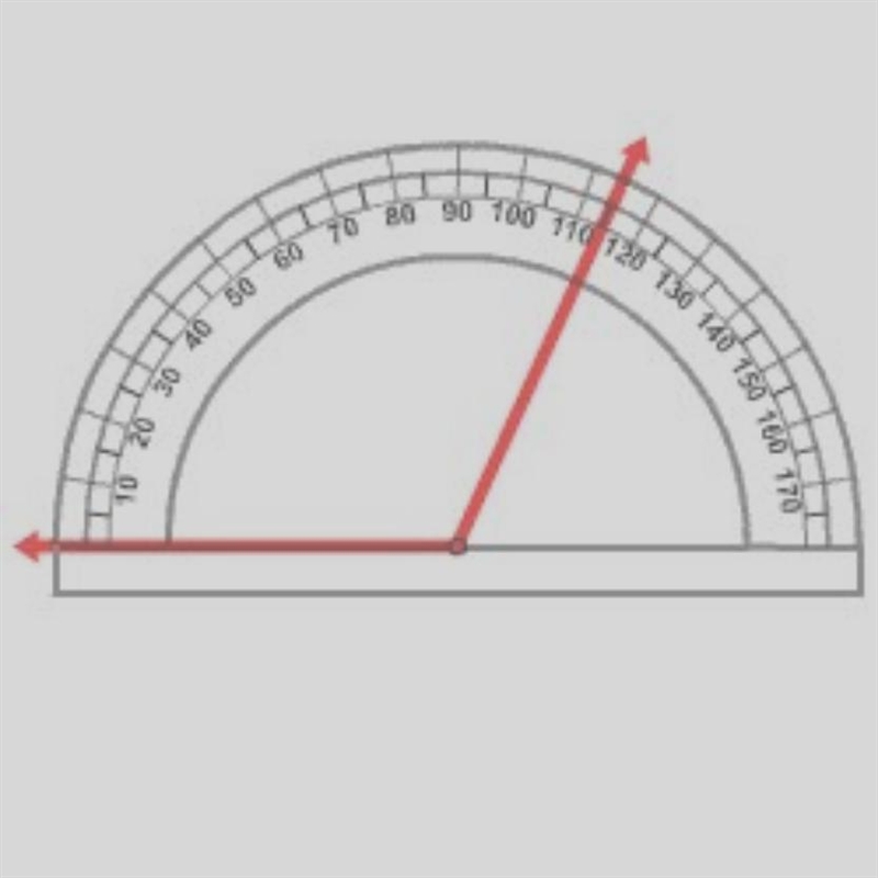 Which of the following best represents the measure of the angle shown? A. 115° B. 135° C-example-1