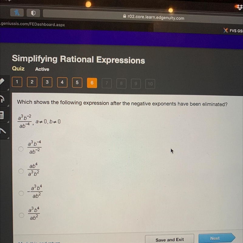 Which shows the following expression after the negative exponents have been eliminated-example-1