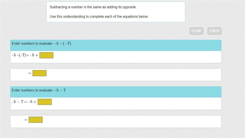 Please help quick! Subtracting a number is the same as adding its opposite. Use this-example-1