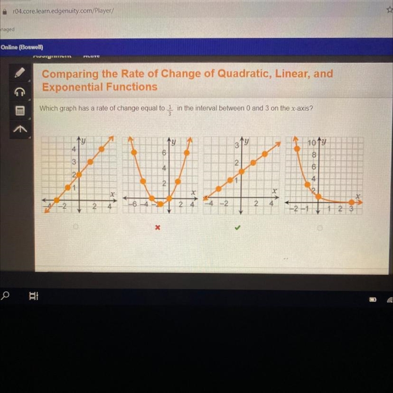 Exponential Functions Which graph has a rate of change equal to 1/3 in the interval-example-1