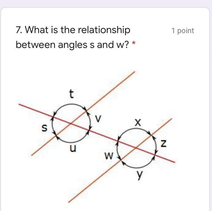 A:Consecutive interior angles B:Vertical angles C:Alternate exterior angles D:Corresponding-example-1