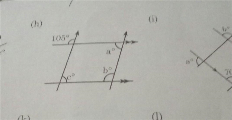 Calculate the unknown angles in following figures . only h number plss i will give-example-1