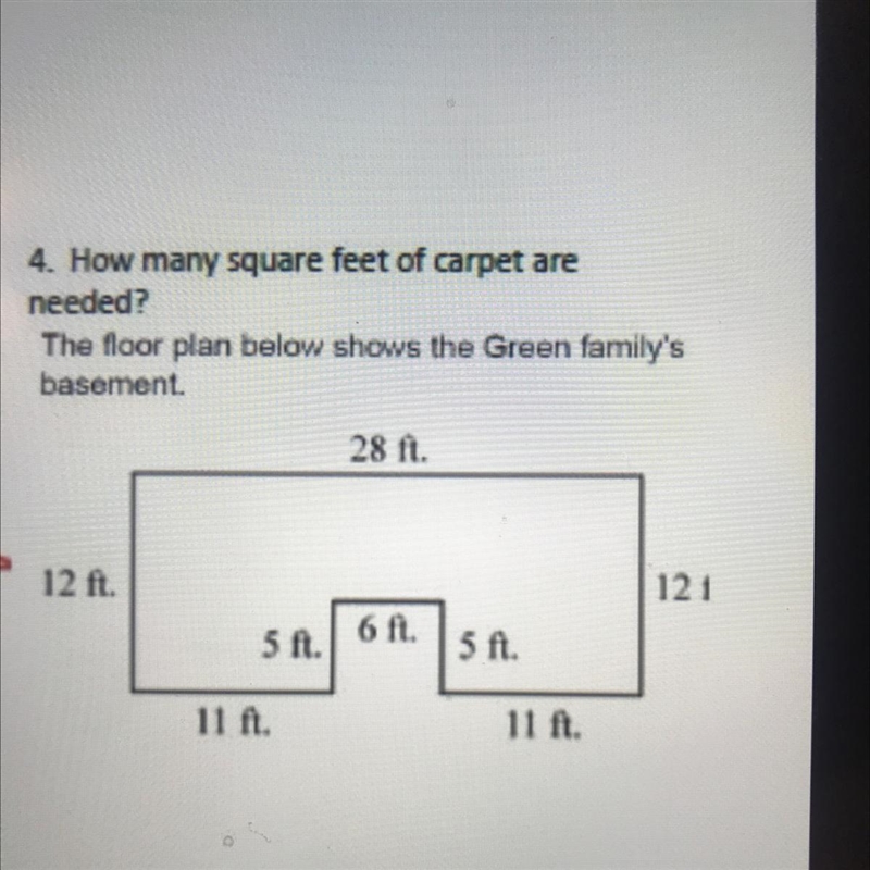 4. How many square feet of carpet are needed? The floor plan below shows the Green-example-1