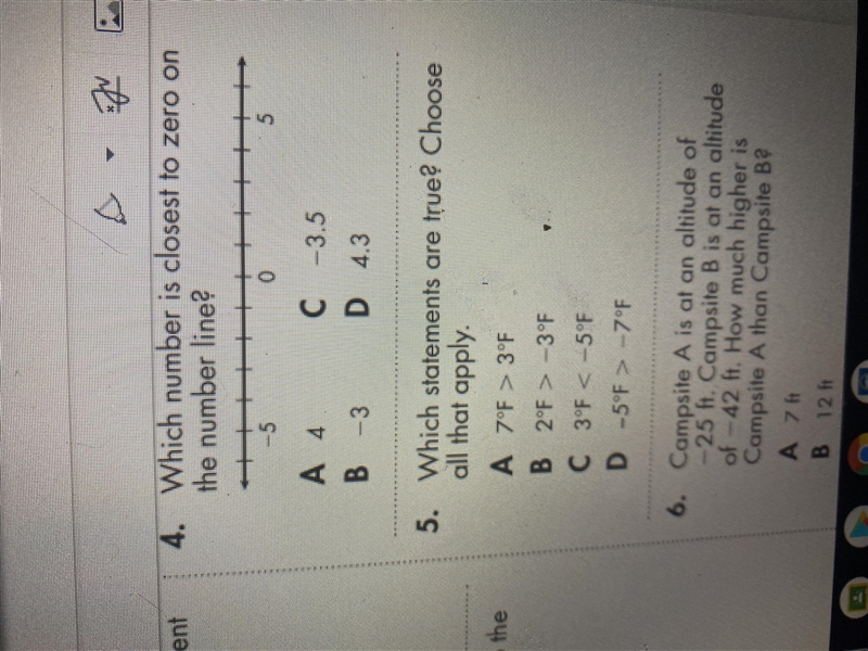 Which number is closest to zero on the number line?-example-1