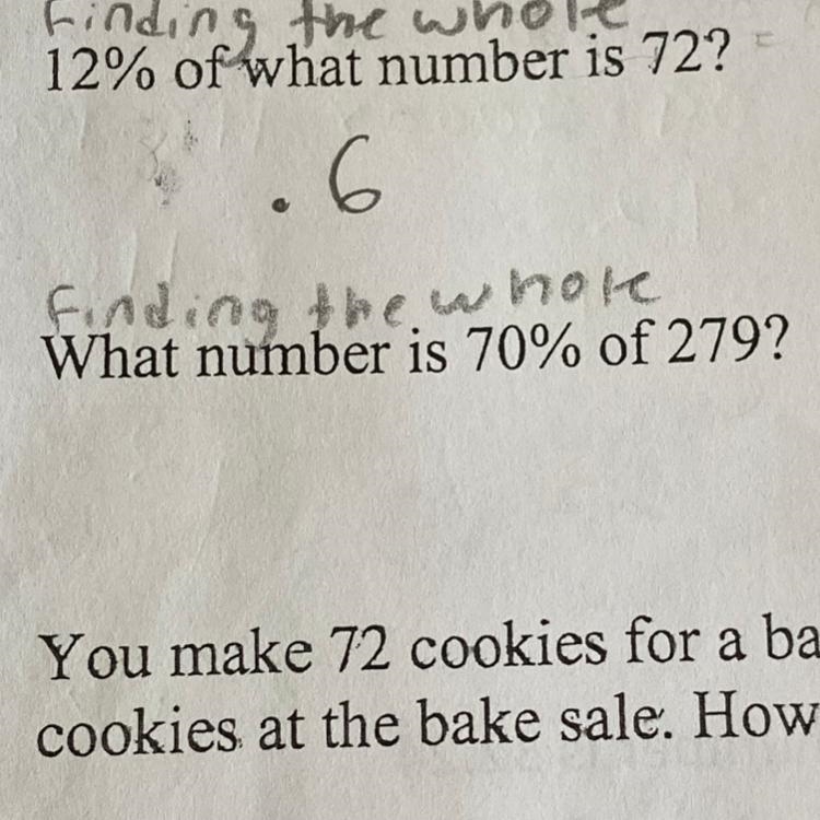 When I am trying to find the whole of the percent and divide it what do I do with-example-1