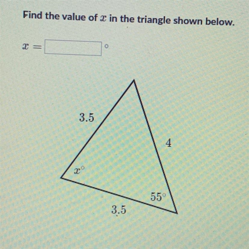 Find the value x in the triangle shown below-example-1