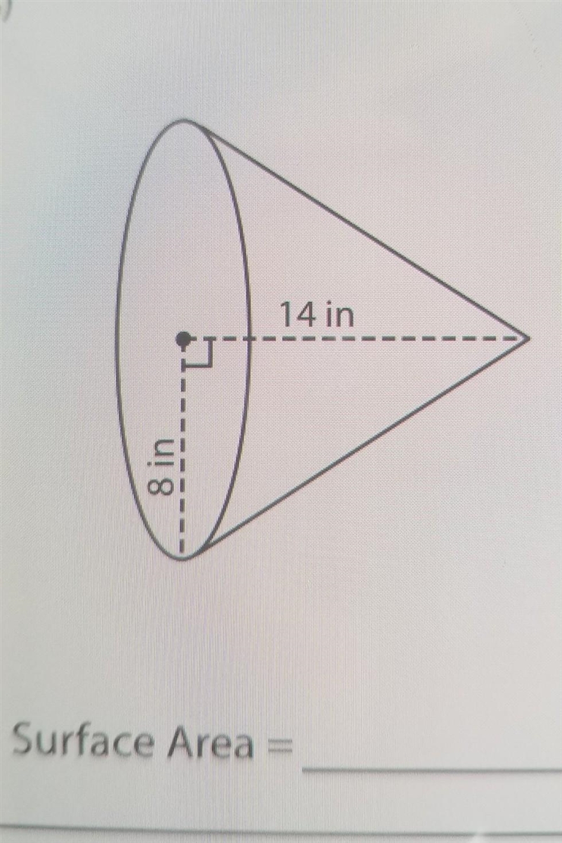 What is the surface area of this cone​-example-1