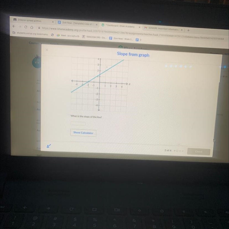 4 3 3 2+ -4 -3 -2 -1 1 1 2 3 4 -1+ -2+ -3 -4 What is the slope of the line?-example-1