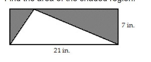 Find the area of the shaded region. A. 112.5 in² B. 73.5 in² C. 122.5 in² D. 147 in-example-1