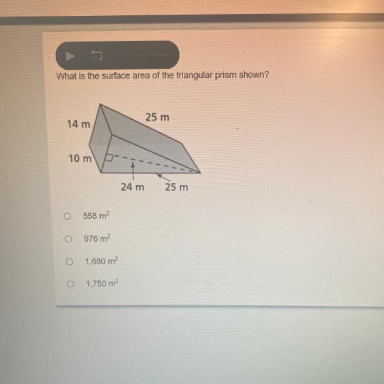 What is the surface area of the triangular prism shown?-example-1